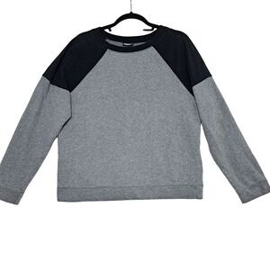 DKNY Sweatshirt Womens L Vintage Gray Black Colorblock‎ Crewneck Pullover 90s